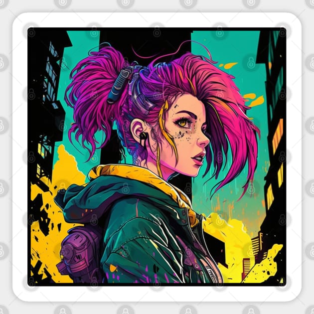 Anime style Synthwave Girl Sticker by SynthwavePrince 